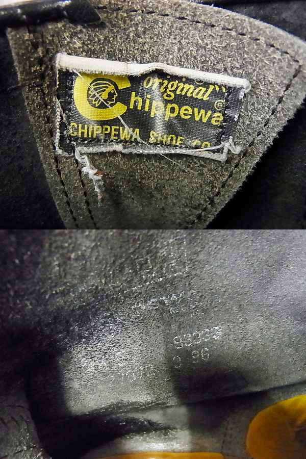 実際に弊社で買取させて頂いたCHIPPEWA/チペワ USA製 エンジニア ショートブーツ/ブラックの画像 7枚目