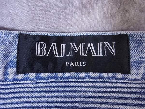 実際に弊社で買取させて頂いたBALMAIN クラッシュ加工バイカーデニムパンツ/S5HT551C479D/29の画像 4枚目