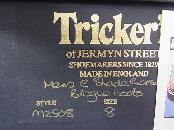 実際に弊社で買取させて頂いたTricker's/トリッカーズ STOW ウィングチップレザーブーツ/8の画像 9枚目