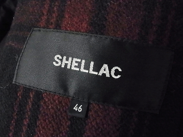 実際に弊社で買取させて頂いたSHELLAC/シェラック メルトンPコート/チェック柄 赤黒 46の画像 2枚目