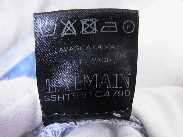 実際に弊社で買取させて頂いたBALMAIN クラッシュ加工バイカーデニムパンツ/S5HT551C479D/29の画像 9枚目