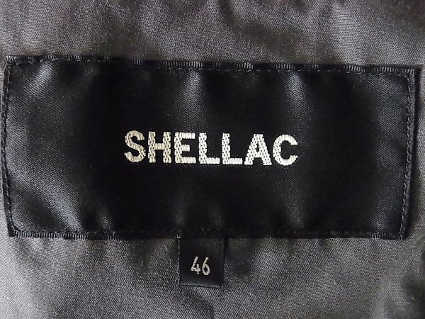 実際に弊社で買取させて頂いたSHELLAC/シェラック 羊革レザーコート/比翼仕立て オリーブ系46の画像 6枚目