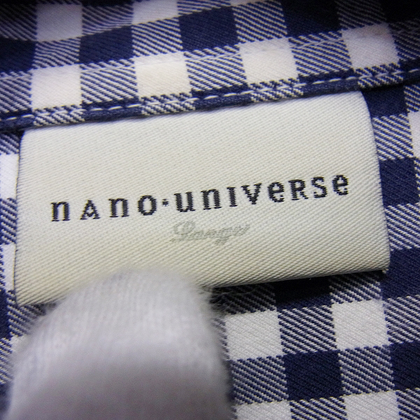 実際に弊社で買取させて頂いたnano・universe/ナノユニバース 長袖 チェックシャツ 紺×白/Lの画像 3枚目