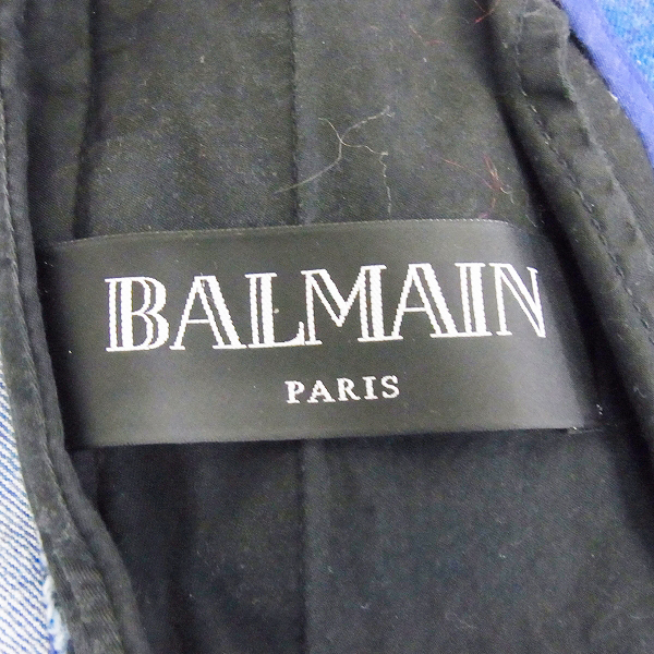 実際に弊社で買取させて頂いたBALMAIN/バルマン 中綿入り 刺繍 デニムライダースジャケット インディゴブルー/Sの画像 2枚目