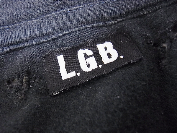 実際に弊社で買取させて頂いたL.G.B/ルグランブルー ダメージ加工半袖Tシャツ ブラック 2の画像 2枚目