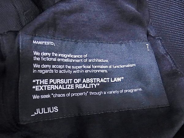 実際に弊社で買取させて頂いたJULIUS/ユリウス 14SS ハングネックテーラードジャケット/1の画像 2枚目