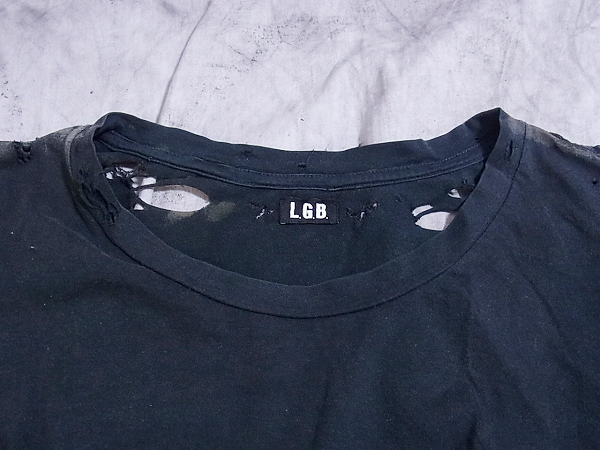 実際に弊社で買取させて頂いたL.G.B/ルグランブルー ダメージ加工半袖Tシャツ ブラック 2の画像 5枚目