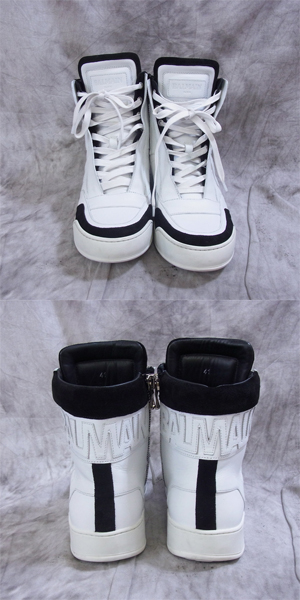 実際に弊社で買取させて頂いたBALMAIN/バルマン LEATHER HIGH-TOP SNEAKERS WITH LOGO 62.T314.D605/41の画像 1枚目