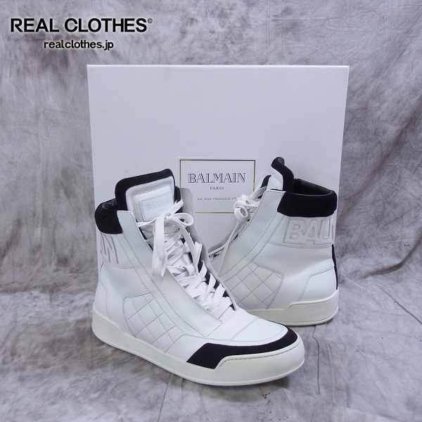 実際に弊社で買取させて頂いたBALMAIN/バルマン LEATHER HIGH-TOP SNEAKERS WITH LOGO 62.T314.D605/41