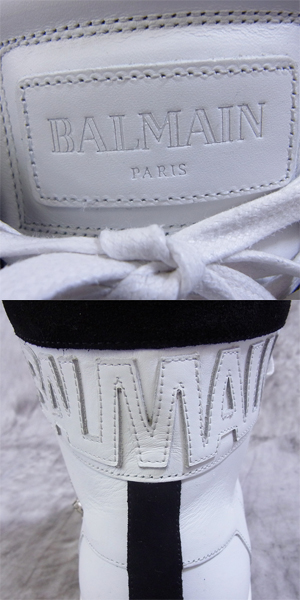 実際に弊社で買取させて頂いたBALMAIN/バルマン LEATHER HIGH-TOP SNEAKERS WITH LOGO 62.T314.D605/41の画像 6枚目