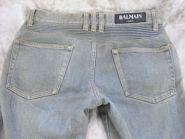 実際に弊社で買取させて頂いたBALMAIN 15SS ステインブルーバイカーデニム/S5HT551C710V/29の画像 3枚目