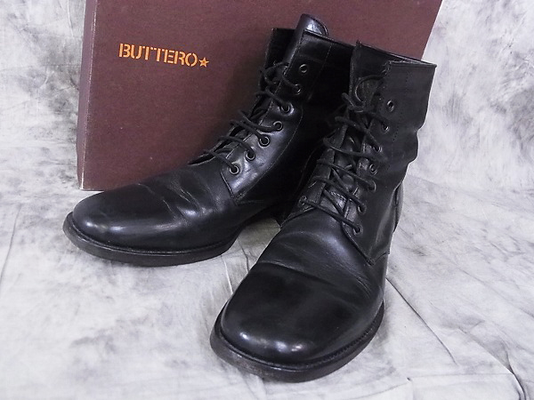 実際に弊社で買取させて頂いたBUTTERO/ブッテロ レザーレースアップ ブーツ 黒 B1113/42