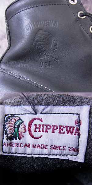 実際に弊社で買取させて頂いたCHIPPEWA/チペワ モックトゥブーツ 90215 ブラック 7 1/2 Eの画像 9枚目