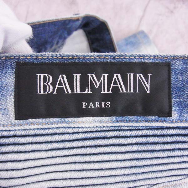 実際に弊社で買取させて頂いたBALMAIN/バルマン ブリーチバイカー デニムパンツ W5HT572C710/16SS/32の画像 4枚目