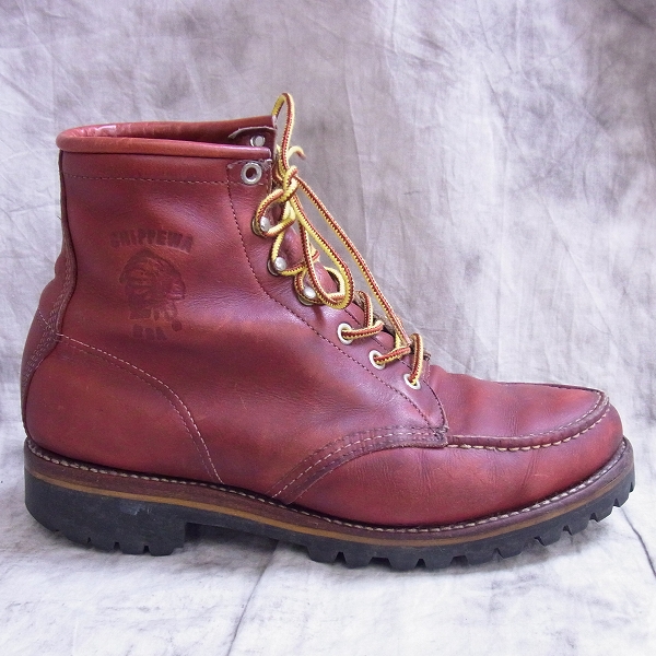 実際に弊社で買取させて頂いたCHIPPEWA/チペワ モックトゥ レザー ブーツ 27010 赤茶 9.5の画像 5枚目