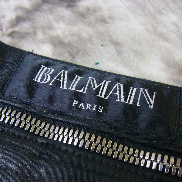 実際に弊社で買取させて頂いたBALMAIN/バルマン 14AW ブラックコーデットストレッチバイカーデニムパンツ/W4HT556C723/32の画像 3枚目