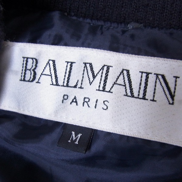 実際に弊社で買取させて頂いたBALMAIN/バルマン ZIPアップ ラムレザーブルゾン ジャケット ネイビー/Mの画像 2枚目