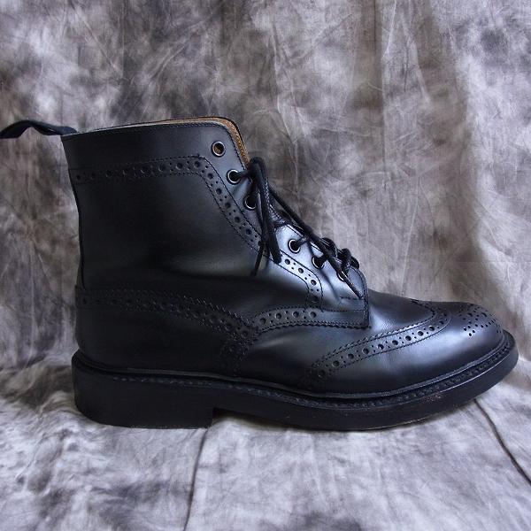 実際に弊社で買取させて頂いたTricker's/トリッカーズ M2508 カントリブーツ ウィングチップ ブラック/9.5の画像 5枚目