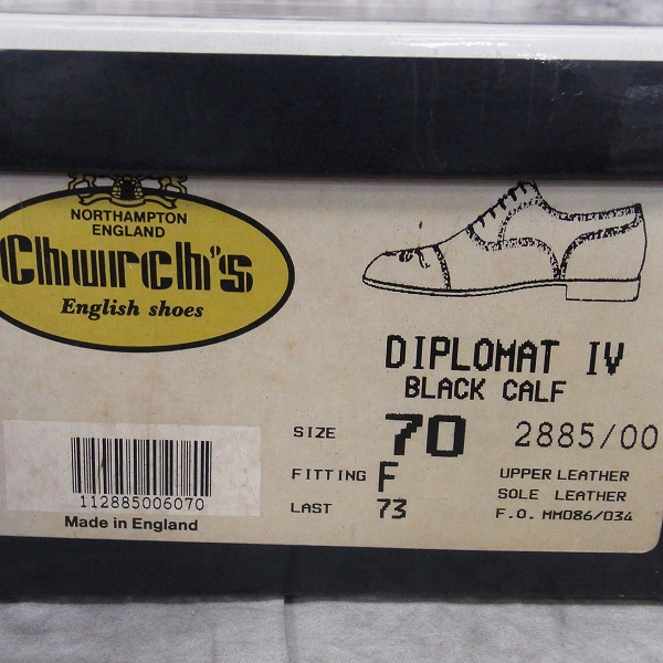 実際に弊社で買取させて頂いたChurchs/チャーチ diplomat/ディプロマット パンチングキャップトゥ/70の画像 8枚目