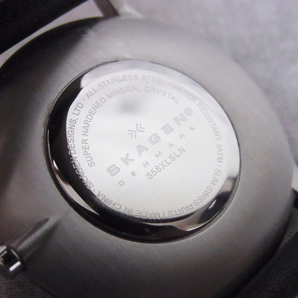 実際に弊社で買取させて頂いたSKAGEN/スカーゲン レザーバンド クオーツ腕時計 858XLSLNの画像 2枚目