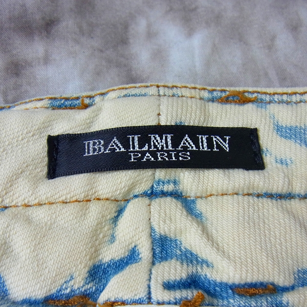 実際に弊社で買取させて頂いたBALMAIN/バルマン バイカーデニムパンツ/ホワイトジーンズ 34の画像 3枚目