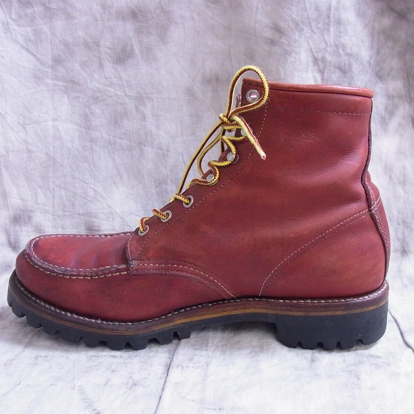 実際に弊社で買取させて頂いたCHIPPEWA/チペワ モックトゥ レザー ブーツ 27010 赤茶 9.5の画像 4枚目