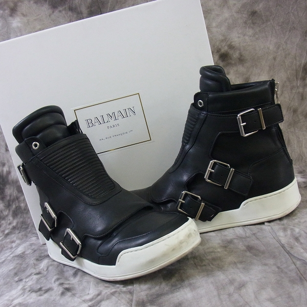 実際に弊社で買取させて頂いたBALMAIN HOMME/バルマンオム 16AW レザーハイカットスニーカー/42