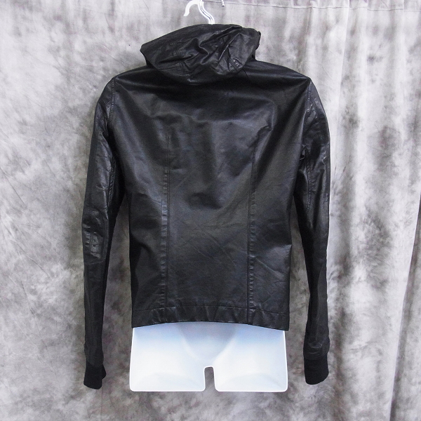 実際に弊社で買取させて頂いたRick Owens/リックオウエンス カーフレザーフーディーJKT RU1766/Sの画像 3枚目