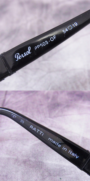 実際に弊社で買取させて頂いたPERSOL/ペルソール RATTI ブラックフレーム サングラス PP503-OFの画像 4枚目