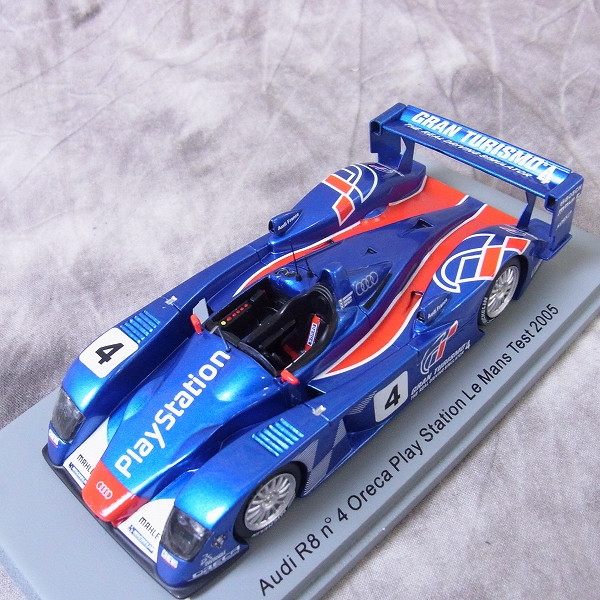 実際に弊社で買取させて頂いたSPARK/スパーク 1/43 ミニカー アウディ R8 Oreca Play Station ルマンテストカー2005/S0670