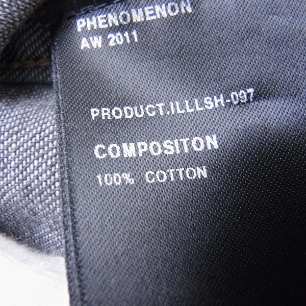 実際に弊社で買取させて頂いたPHENOMENON/フェノメノン チェックシャツドッキングデニムシャツ Lの画像 4枚目