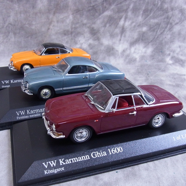 実際に弊社で買取させて頂いたMINICHAMPS/ミニチャンプス 1/43 VW Karmann Ghia Coupe 1955等 3点SET