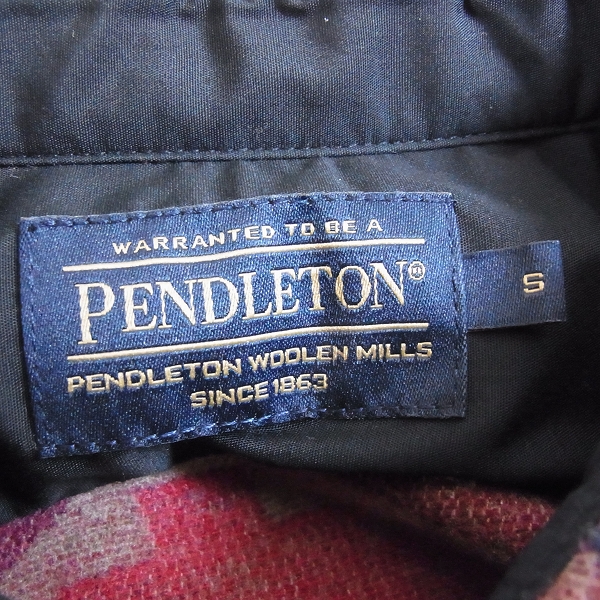 実際に弊社で買取させて頂いたPENDLETON/ペンドルトン ネイティブ柄ウールシャツ レッド系 Sの画像 2枚目