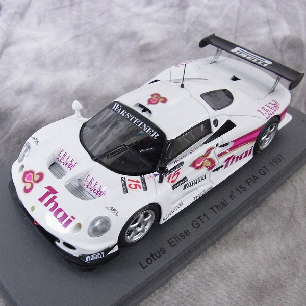 実際に弊社で買取させて頂いたSPARK/スパーク 1/43 ミニカー ロータス エリーゼ GT1 #15 1997 FIA GT/S0184