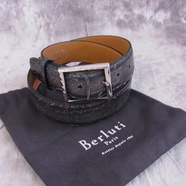 実際に弊社で買取させて頂いたBerluti/ベルルッティ カリグラフィ Classique Belt/クラシック レザーベルトの画像 9枚目