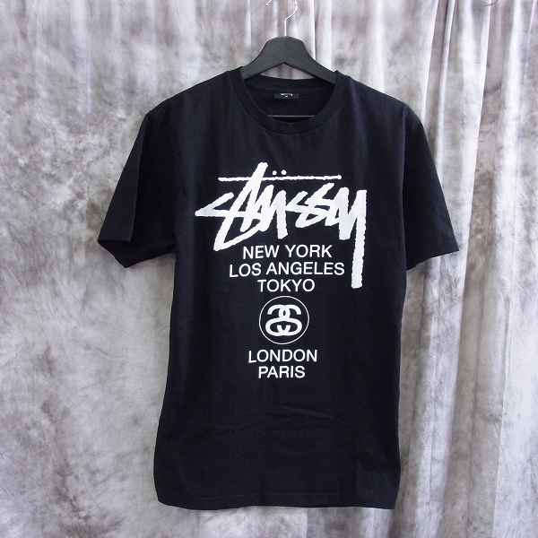 STUSSY/ステューシー SSリンクロゴ London Paris 半袖Tシャツ ブラック