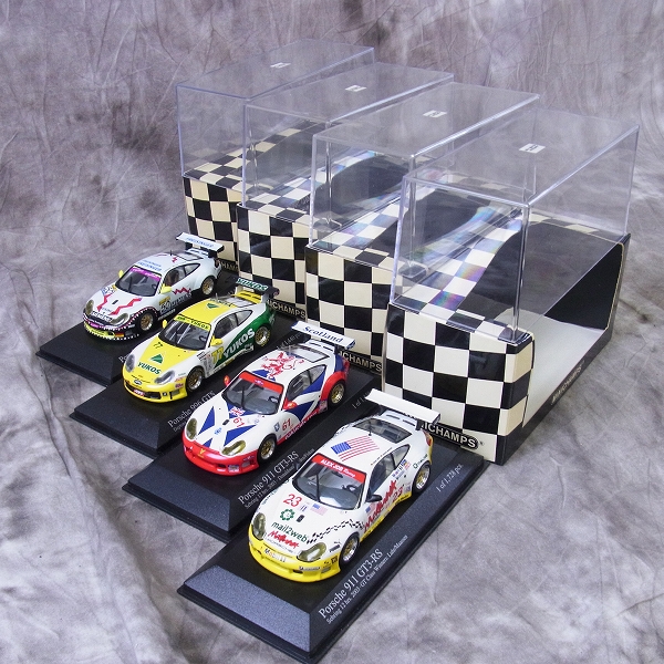 実際に弊社で買取させて頂いたMINICHAMPS/ミニチャンプス 1/43 ポルシェ996GTS/911GT-3 RS等 ミニカー4点SETの画像 3枚目