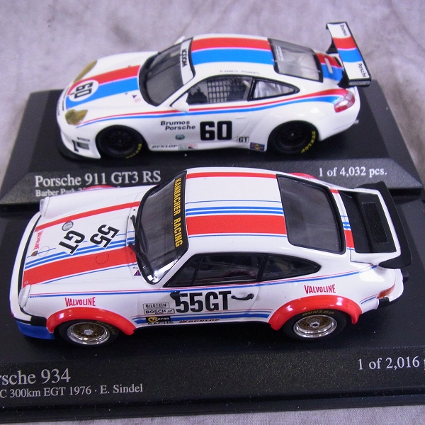 実際に弊社で買取させて頂いたMINICHAMPS/ミニチャンプス 1/43 ミニカー Porsche 911/934等/ポルシェ 4点SETの画像 1枚目