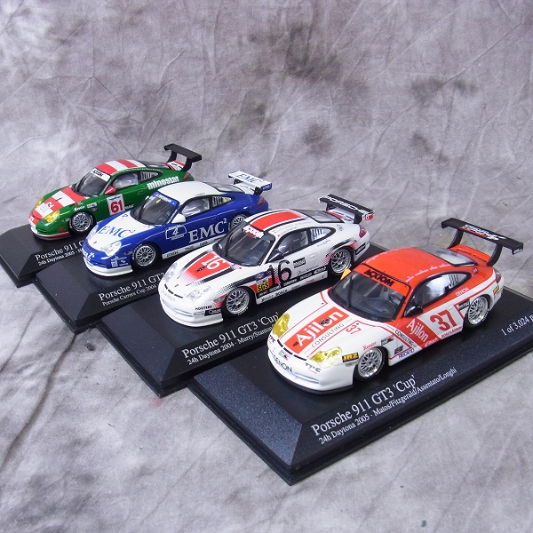 実際に弊社で買取させて頂いたMINICHAMPS/ミニチャンプス 1/43 ミニカー Porsche 911 GT3 Cup/ポルシェ 4点SET