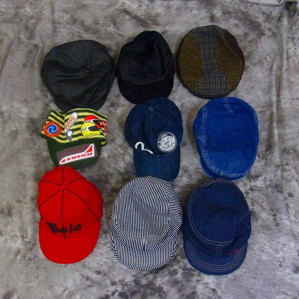 実際に弊社で買取させて頂いたDapper's/ダッパーズ/EVISU/エヴィス/POLO Ralph Lauren/ポロ ラルフローレン他 ハンチング帽/デニムキャップ等 9点SETの画像 0枚目