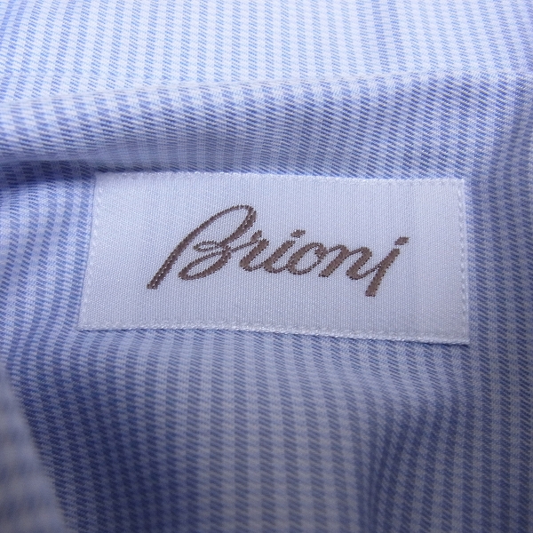 実際に弊社で買取させて頂いたBrioni/ブリオーニ コットン 長袖ドレスシャツ 太ストライプ/ブルーライン 39の画像 2枚目