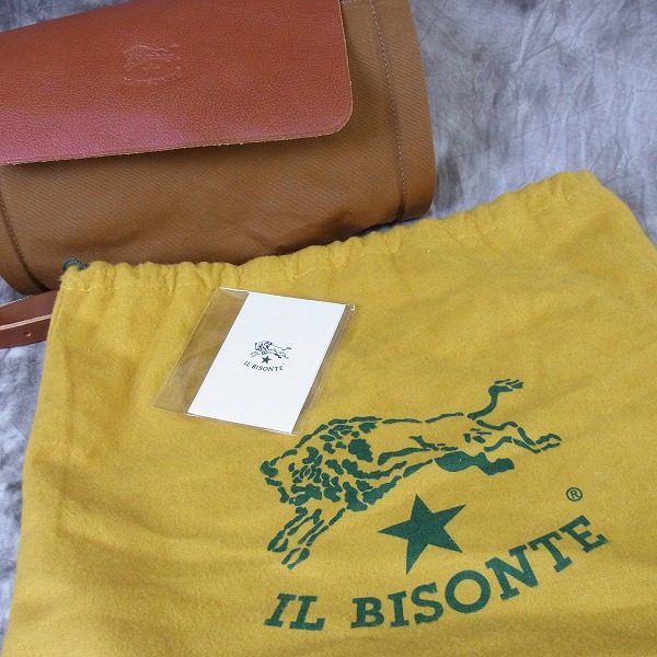 実際に弊社で買取させて頂いたIL BISONTE/イルビゾンテ 筒型 ショルダーバック 411819 ブラウン系の画像 7枚目