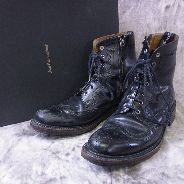 実際に弊社で買取させて頂いたFoot the coacher/フットザコーチャー ジップアップ ウイングチップブーツ/7.5