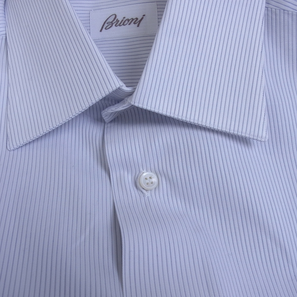実際に弊社で買取させて頂いたBrioni/ブリオーニ コットン 長袖 ドレスシャツ ストライプ/ブルーライン 39の画像 6枚目