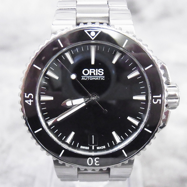 実際に弊社で買取させて頂いたORIS/オリス アクイス デイト ボーイズ 300m防水 ダイバーズ 自動巻き 裏スケ 腕時計
