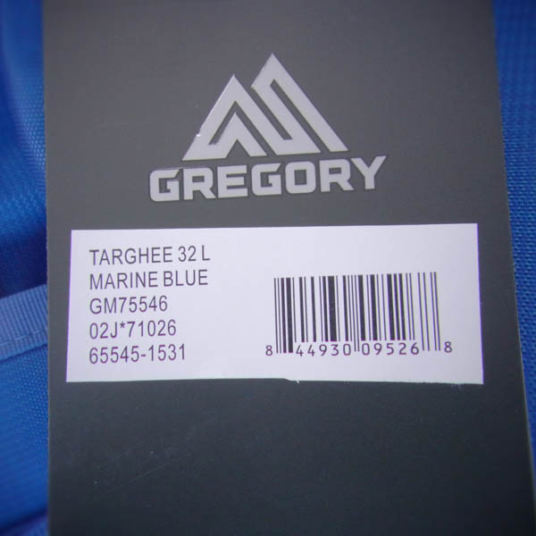 実際に弊社で買取させて頂いた【未使用】GREGORY/グレゴリー TARGHEE/ターギー 32 バックパック GM75546 ブルー/2の画像 4枚目