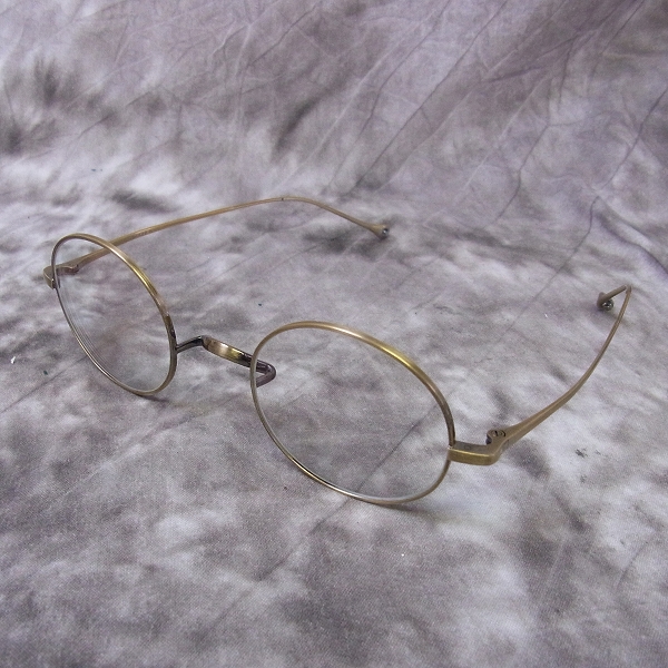 実際に弊社で買取させて頂いた金子眼鏡 井戸多美男作 ラウンド型金属フレーム/めがね アンティークゴールド T461