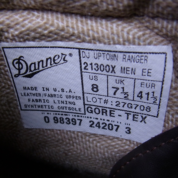 実際に弊社で買取させて頂いたDANNER/ダナー UPTOWN RANGER/アップタウンレンジャー 21300X/US8の画像 5枚目