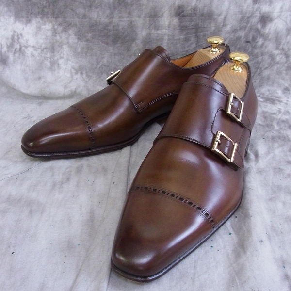 実際に弊社で買取させて頂いたSantoni/サントーニ ダブルモンク ストレートチップ 14798/ブラウン/49/F6