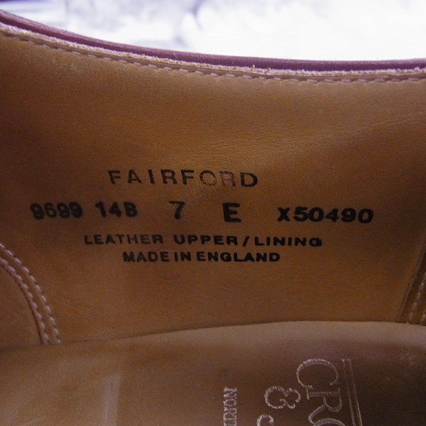 実際に弊社で買取させて頂いたCrockett&Jones/クロケット&ジョーンズ fairford/フェアフィールド/7 Eの画像 5枚目